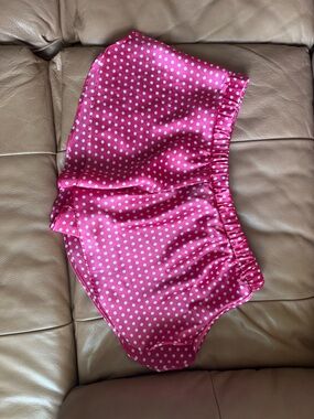 Victoria's Secret Pink with White Polka Dot Satin Chemise Slip